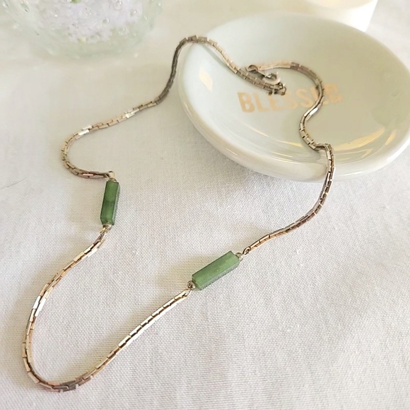 Vintage Necklace W/Rectangular Jade Sticks - Picture 2 of 5
